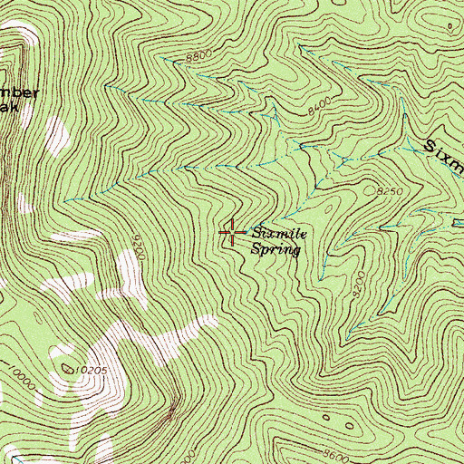 Topographic Map of Sixmile Spring, NM