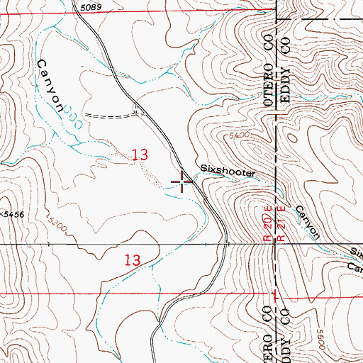 Topographic Map of Sixshooter Canyon, NM