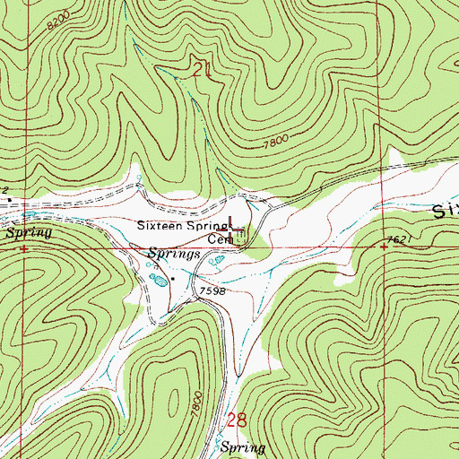 Topographic Map of Sixteen Springs Canyon Cemetery, NM