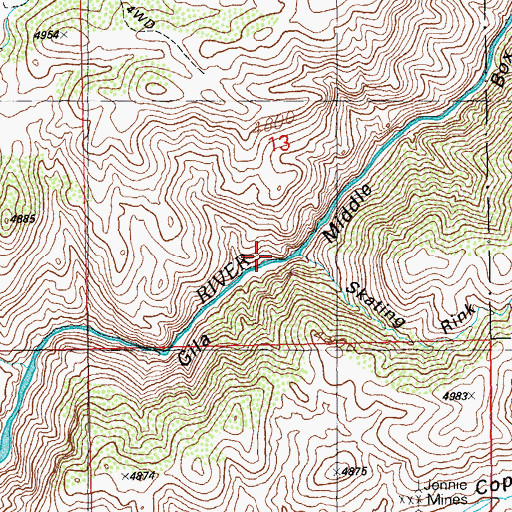 Topographic Map of Skating Rink Canyon, NM