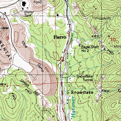 Topographic Map of Sleeping Beauty Shaft, NM