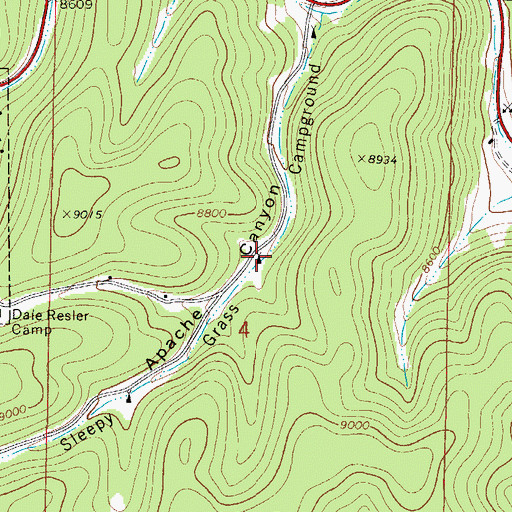 Topographic Map of Sleepy Grass Campground, NM