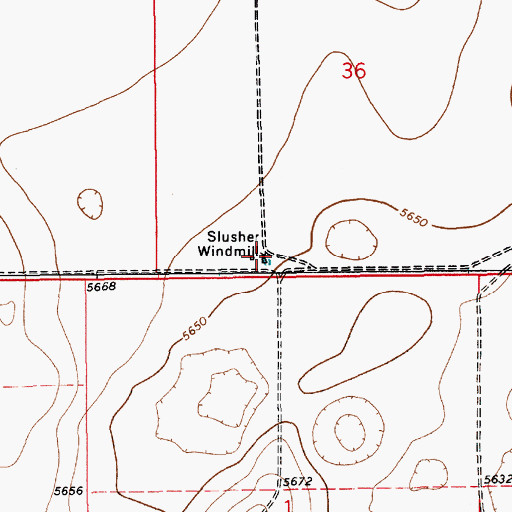 Topographic Map of Slusher Windmill, NM