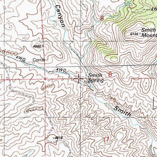 Topographic Map of Smith Spring, NM