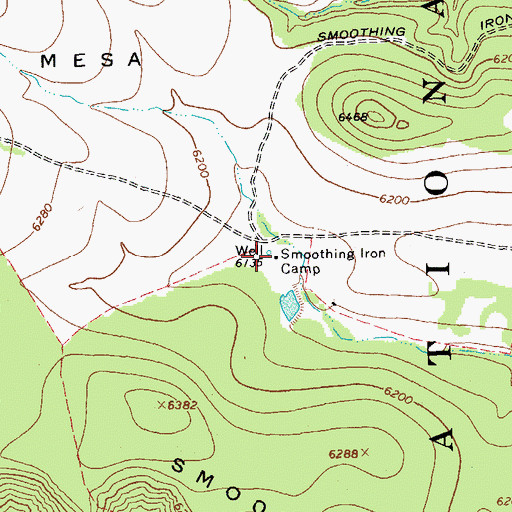 Topographic Map of Smoothing Iron Camp, NM
