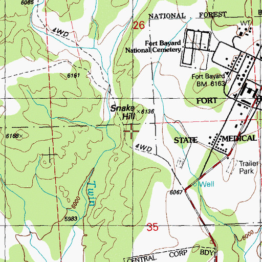Topographic Map of Snake Hill, NM