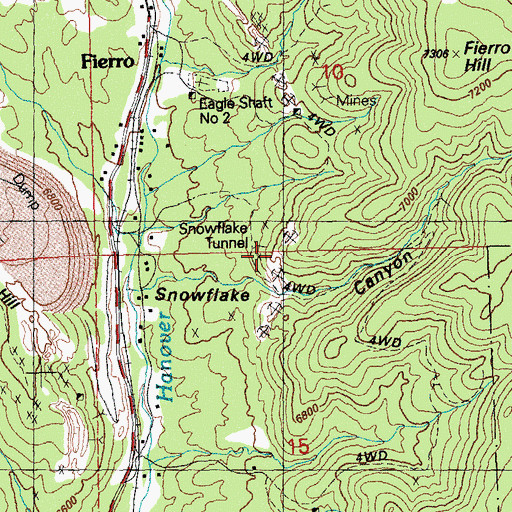 Topographic Map of Snowflake Tunnel, NM