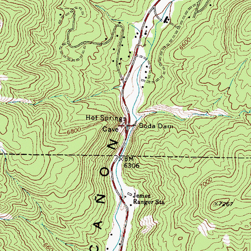 Topographic Map of Soda Dam, NM