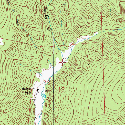 Topographic Map of Soldier Creek, NM