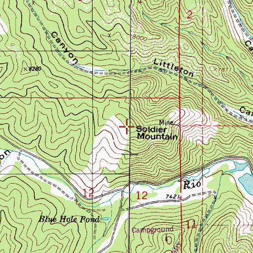 Topographic Map of Soldier Mountain, NM