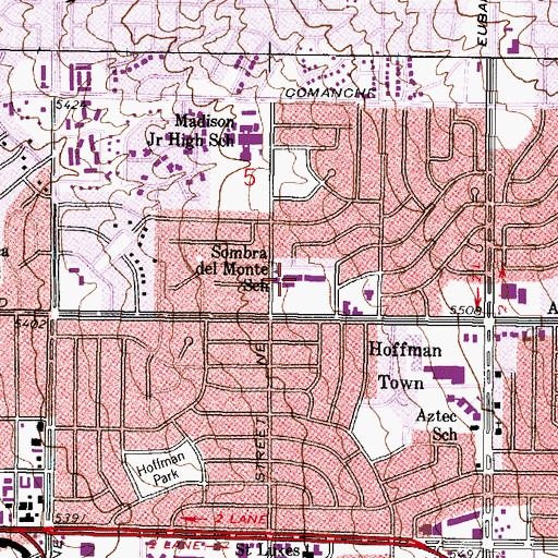 Topographic Map of Sombra del Monte Elementary School, NM
