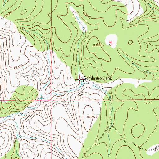 Topographic Map of Sombrero Tank, NM