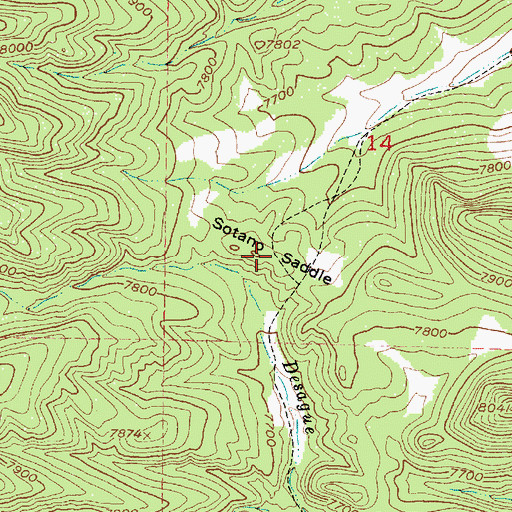 Topographic Map of Sotano Saddle, NM