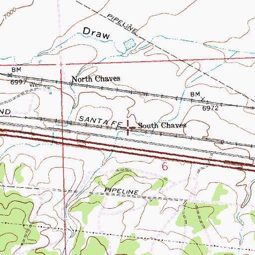 Topographic Map of South Chaves, NM