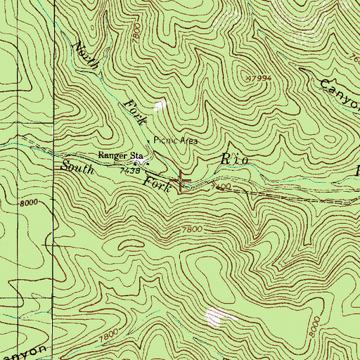 Topographic Map of South Fork Rio Ruidoso, NM