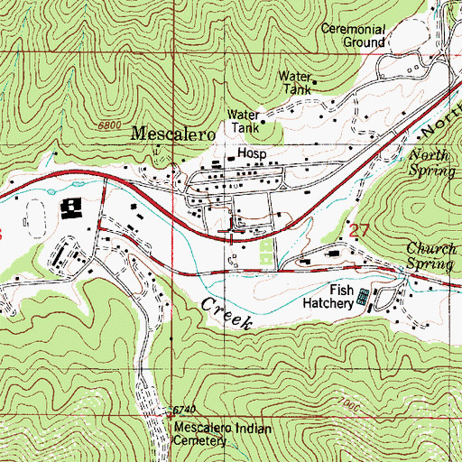 Topographic Map of South Fork Tularosa Canyon, NM