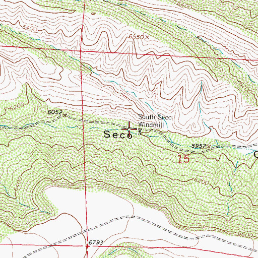 Topographic Map of South Seco Windmill, NM