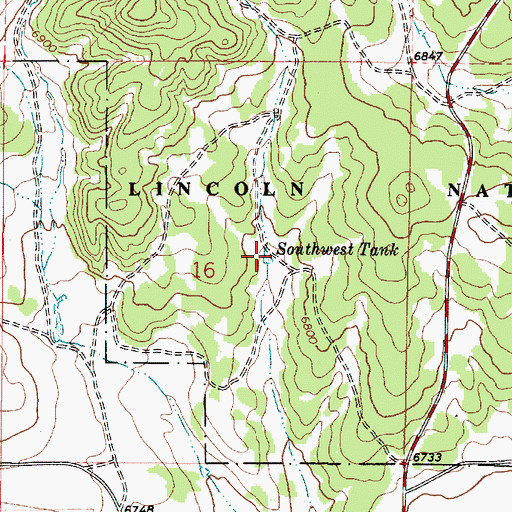 Topographic Map of Southwest Tank, NM
