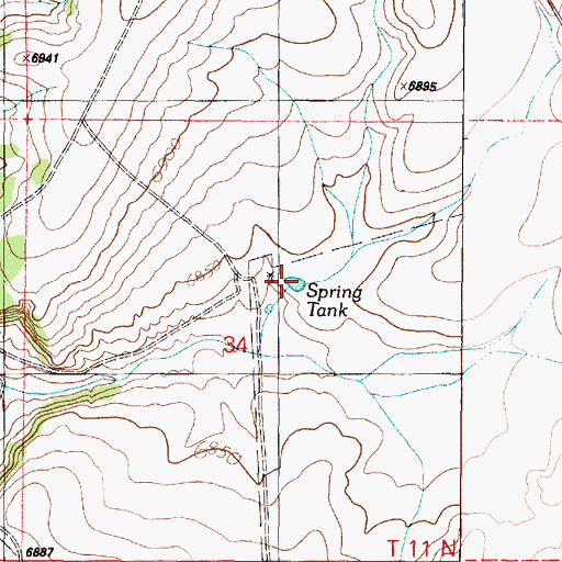 Topographic Map of Spring Tank, NM