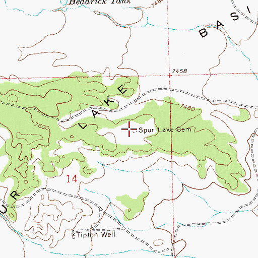 Topographic Map of Spur Lake Cemetery, NM