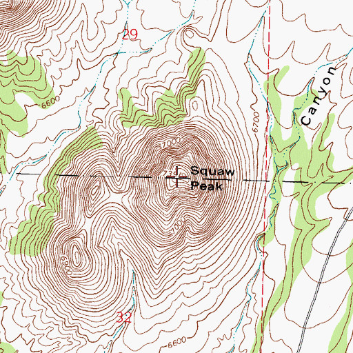 Topographic Map of Squaw Peak, NM