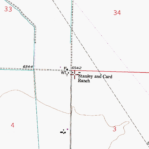 Topographic Map of Stanley and Card Ranch, NM