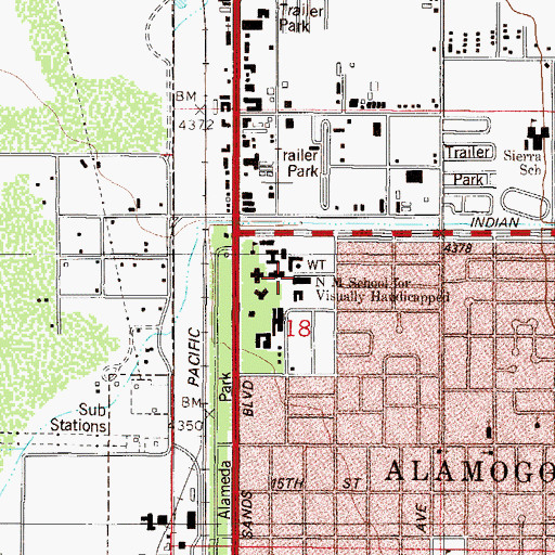 Topographic Map of State School for Blind, NM