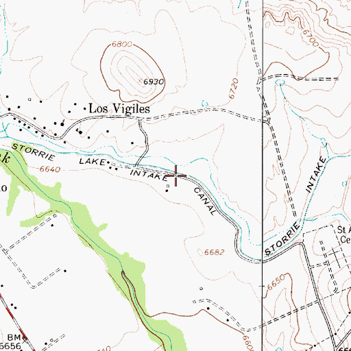 Topographic Map of Storrie Intake Canal, NM