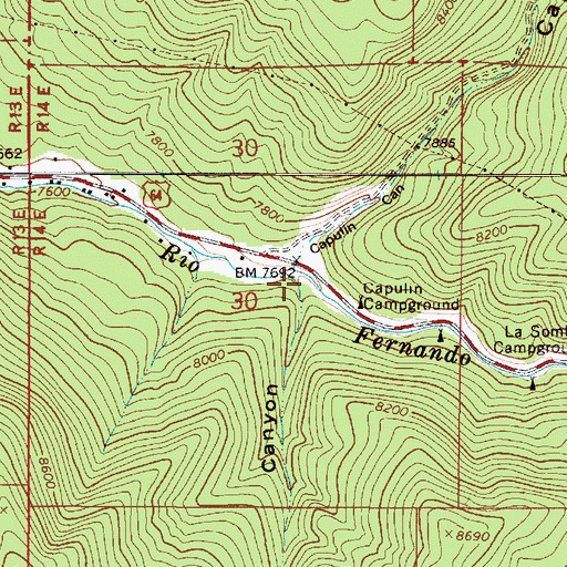 Topographic Map of Suazo Canyon, NM