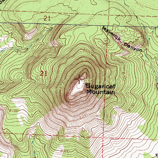 Topographic Map of Sugarloaf Mountain, NM