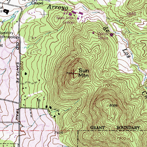 Topographic Map of Sun Mountain, NM