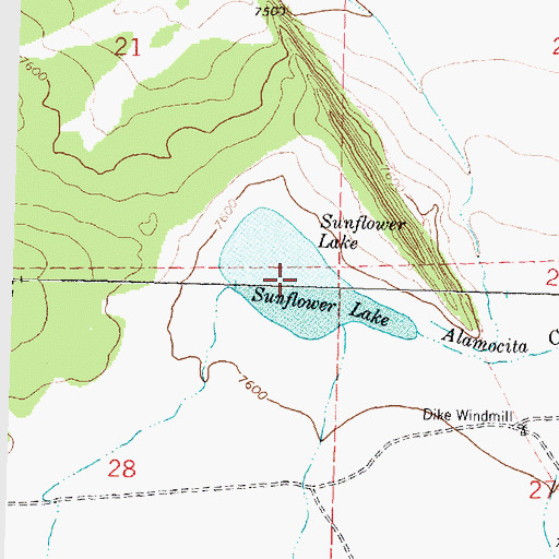Topographic Map of Sunflower Lake, NM