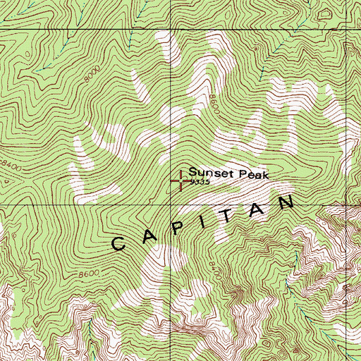 Topographic Map of Sunset Peak, NM