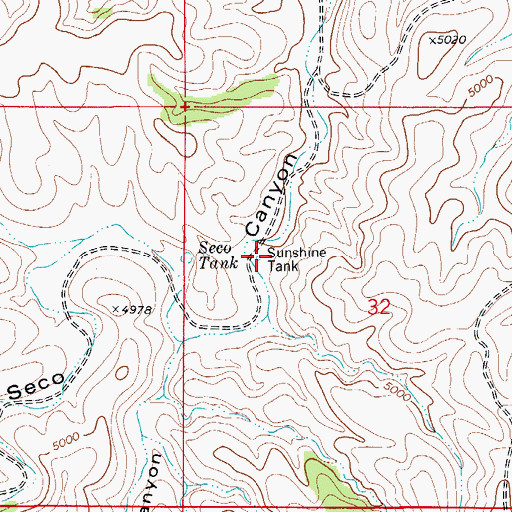 Topographic Map of Sunshine Tank, NM