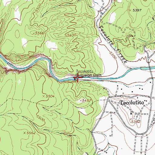 Topographic Map of Tecolotito Diversion Dam, NM