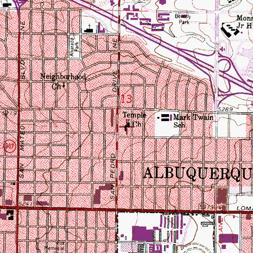Topographic Map of Temple Baptist Academy, NM