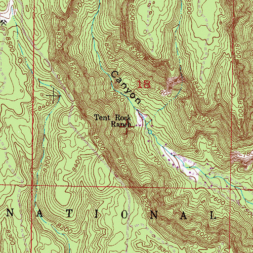 Topographic Map of Tent Rock Ranch, NM