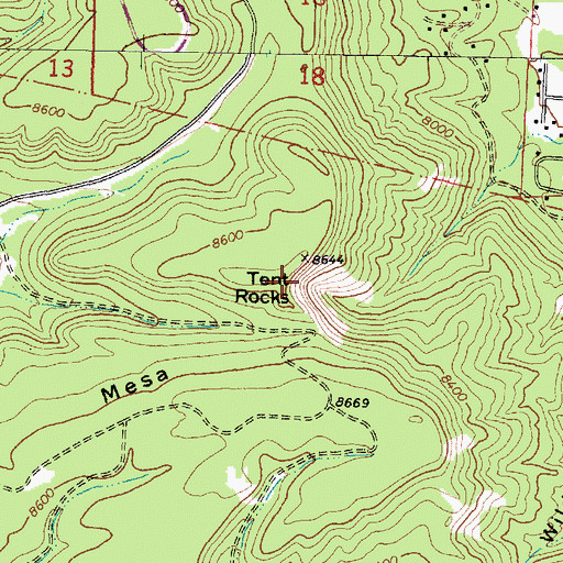Topographic Map of Tent Rocks, NM