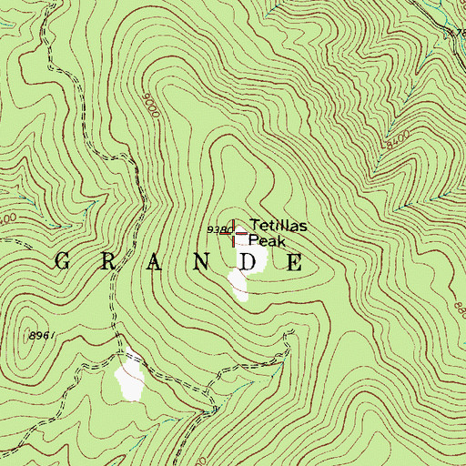 Topographic Map of Tetillas Peak, NM