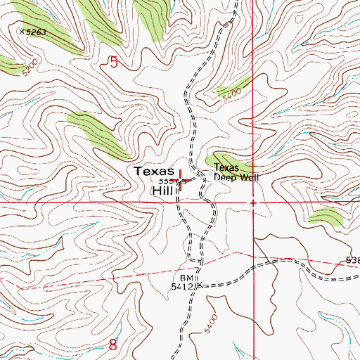 Topographic Map of Texas Hill, NM