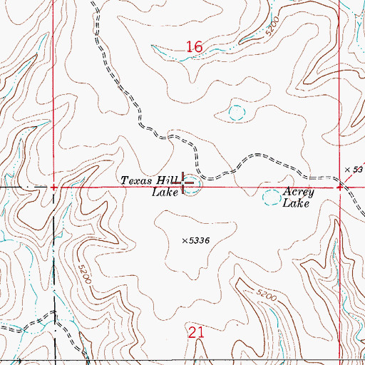 Topographic Map of Texas Hill Lake, NM
