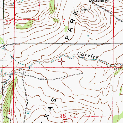 Topographic Map of Texas Park, NM