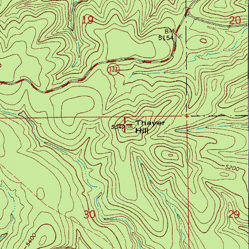 Topographic Map of Thayer Hill, NM
