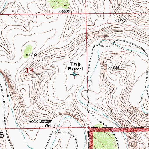 Topographic Map of The Bowl, NM