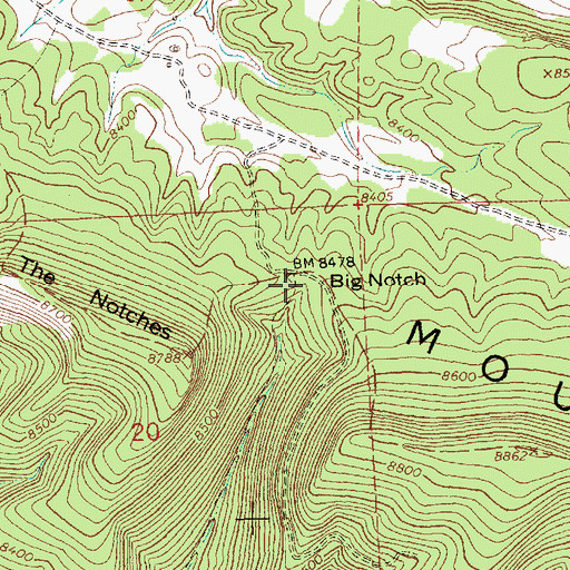 Topographic Map of The Notches, NM