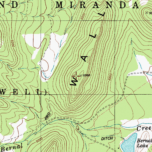 Topographic Map of The Wall, NM
