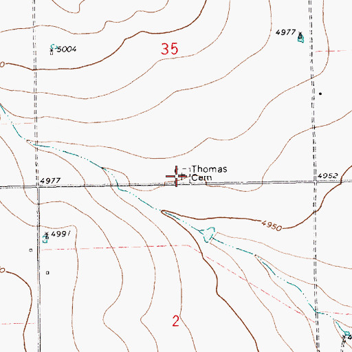 Topographic Map of Thomas Cemetery, NM