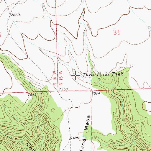 Topographic Map of Three Forks Tank, NM