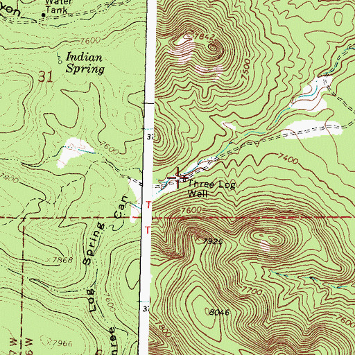 Topographic Map of Three Log Well, NM