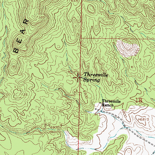 Topographic Map of Threemile Spring, NM